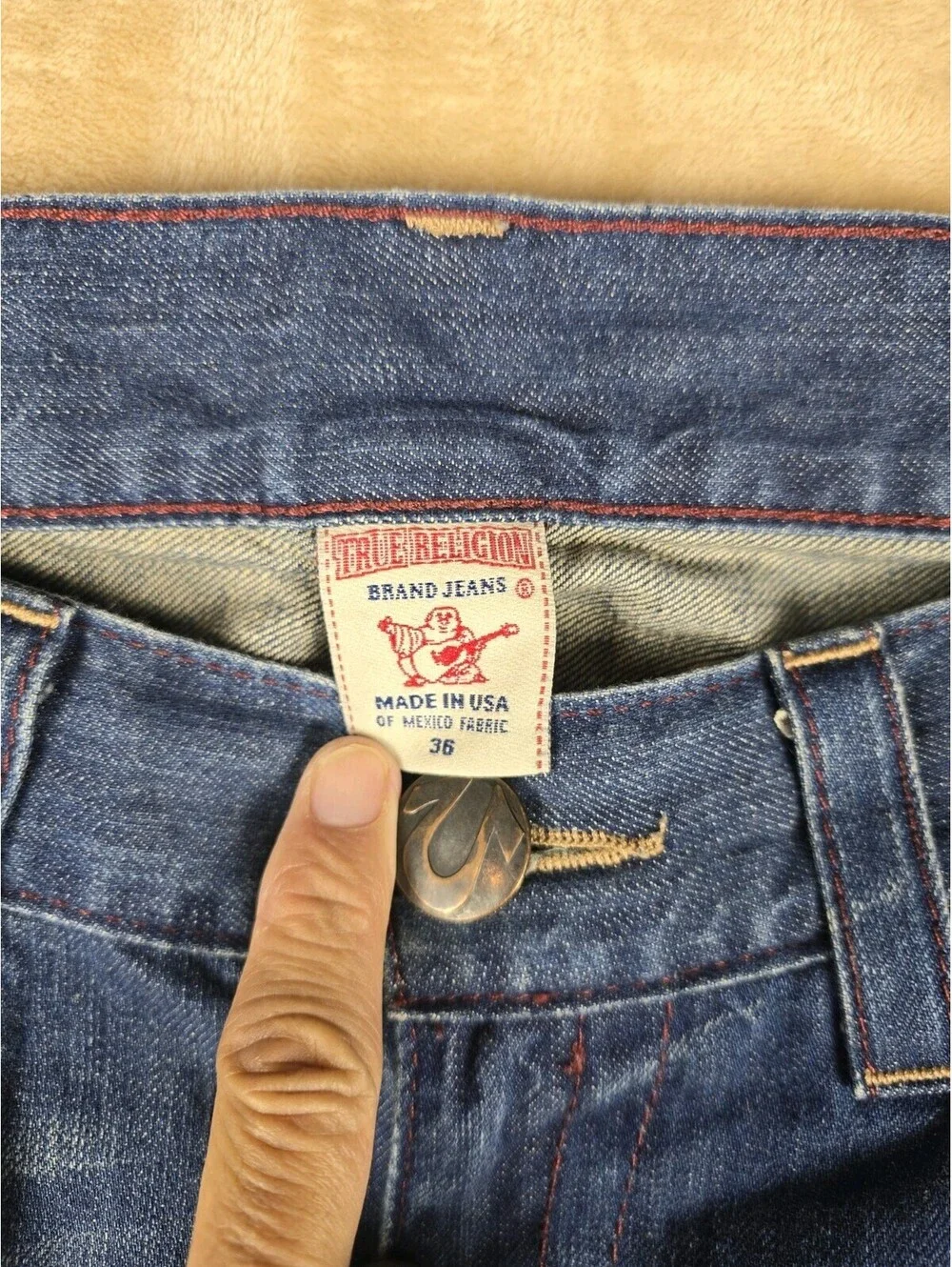 True Religion Men's Billy Flap Pocket Blue Denim Bootcut Size 36 (Actual40)
